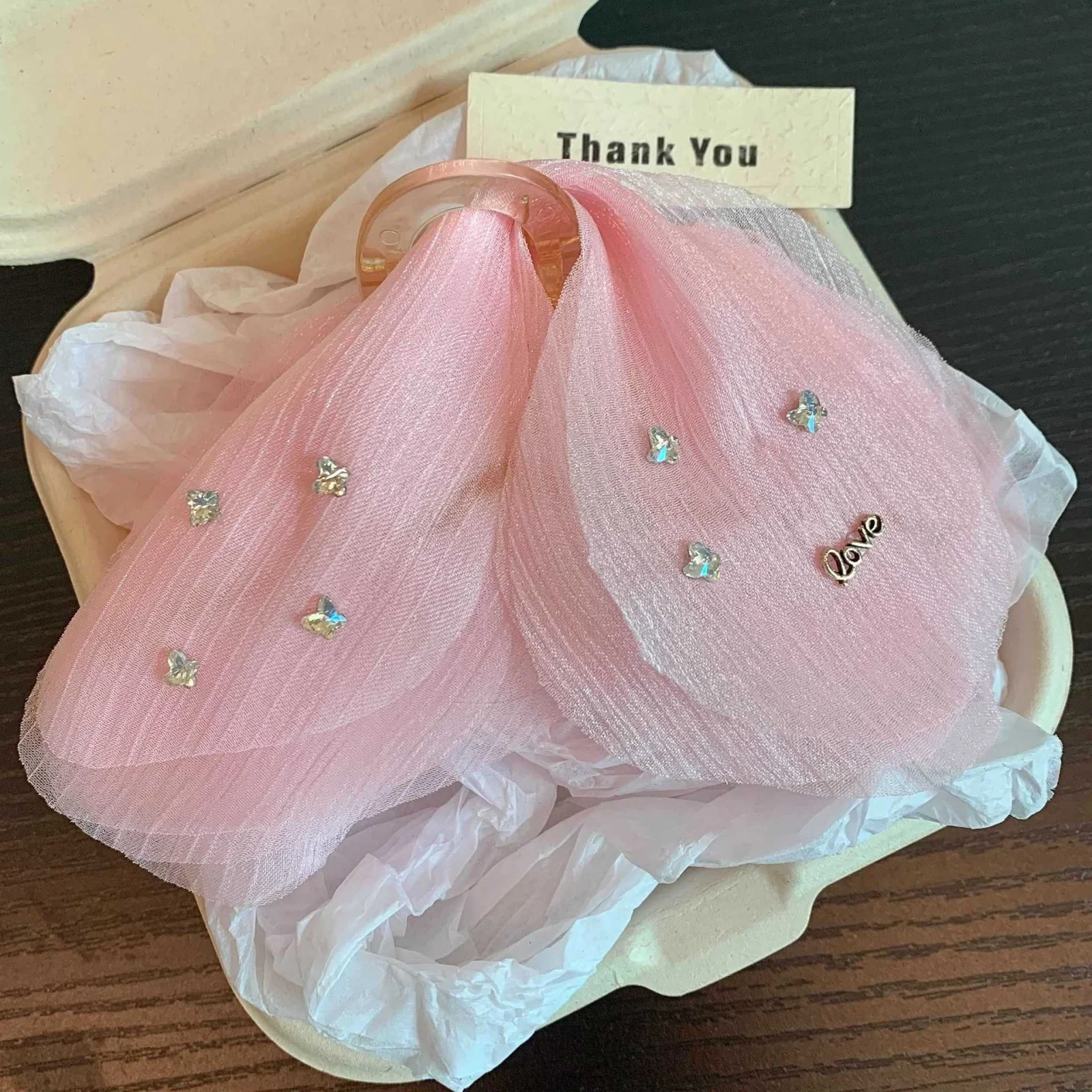 1PC Dreamy Butterfly Shiny Gauze Hair Claw, Elegant French Shark Clip, Delicate Back Head Fairy Hair Accessories For Women
