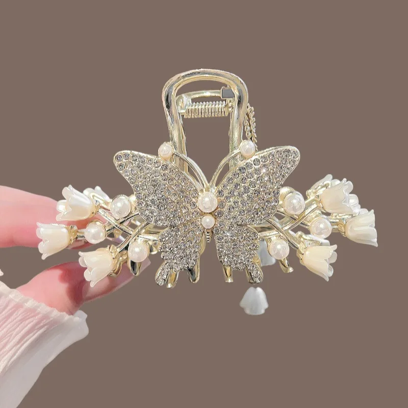 Floral Shark Hair Clip for Women Updo Bun Ponytail Holder Large Shark Clip for Hair DIY Accessory Hair Styling