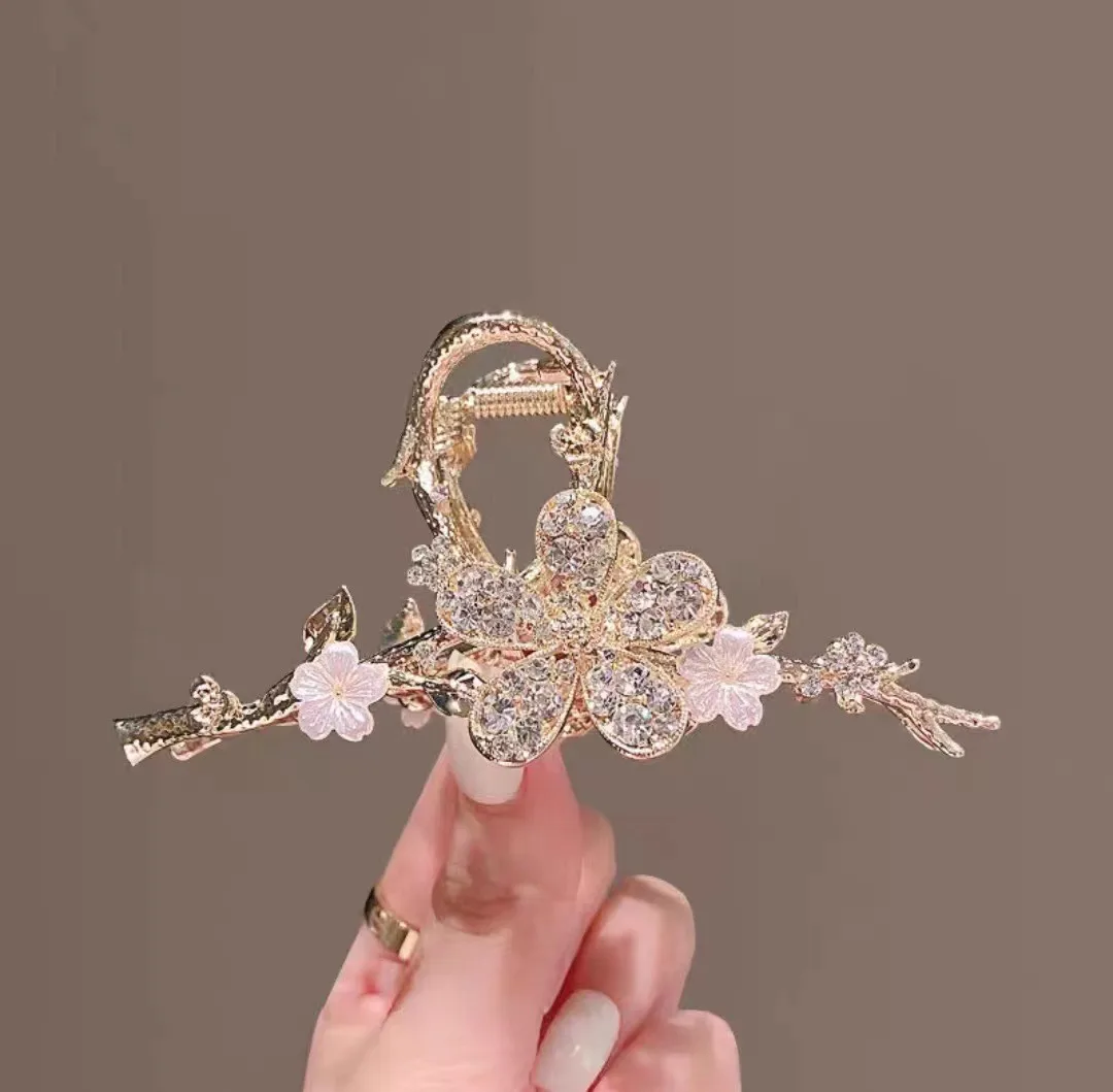 Floral Shark Hair Clip for Women Updo Bun Ponytail Holder Large Shark Clip for Hair DIY Accessory Hair Styling