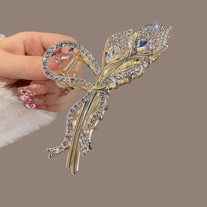 Floral Shark Hair Clip for Women Updo Bun Ponytail Holder Large Shark Clip for Hair DIY Accessory Hair Styling