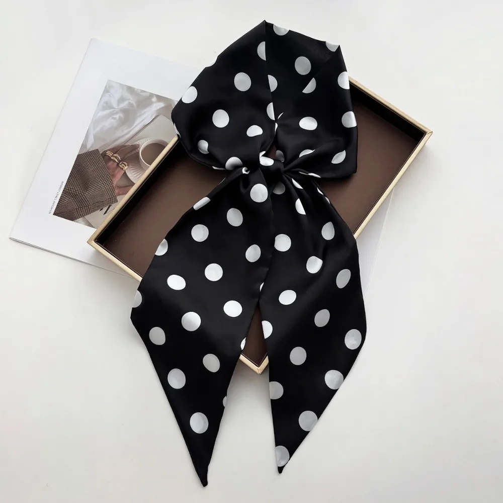 Scarf Women Dot Print Long Silk Feeling Bag Tie Neck Skinny Scarves Female Foulard Hairband Print Lady Neckerchief Ribbon