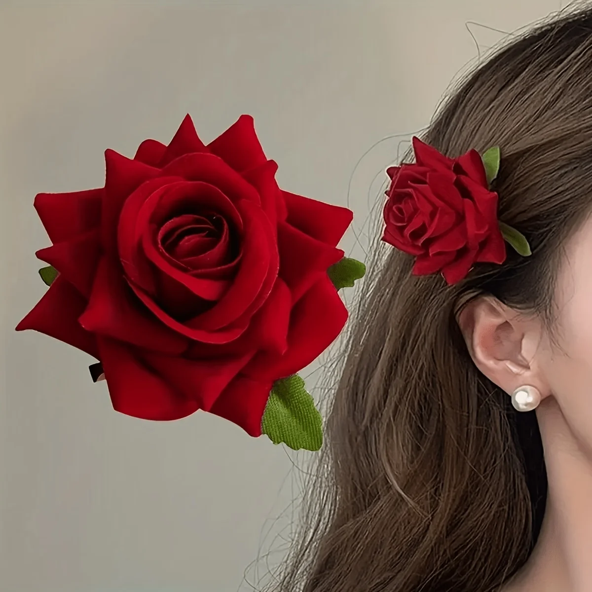 3Pcs Atmospheric Red Flower Hair Accessories, Rose Hair Clips, Side Hairpins, Classic Red Felt Rose Hair Clips - Perfect for Summer Outfits and Festive Occasions