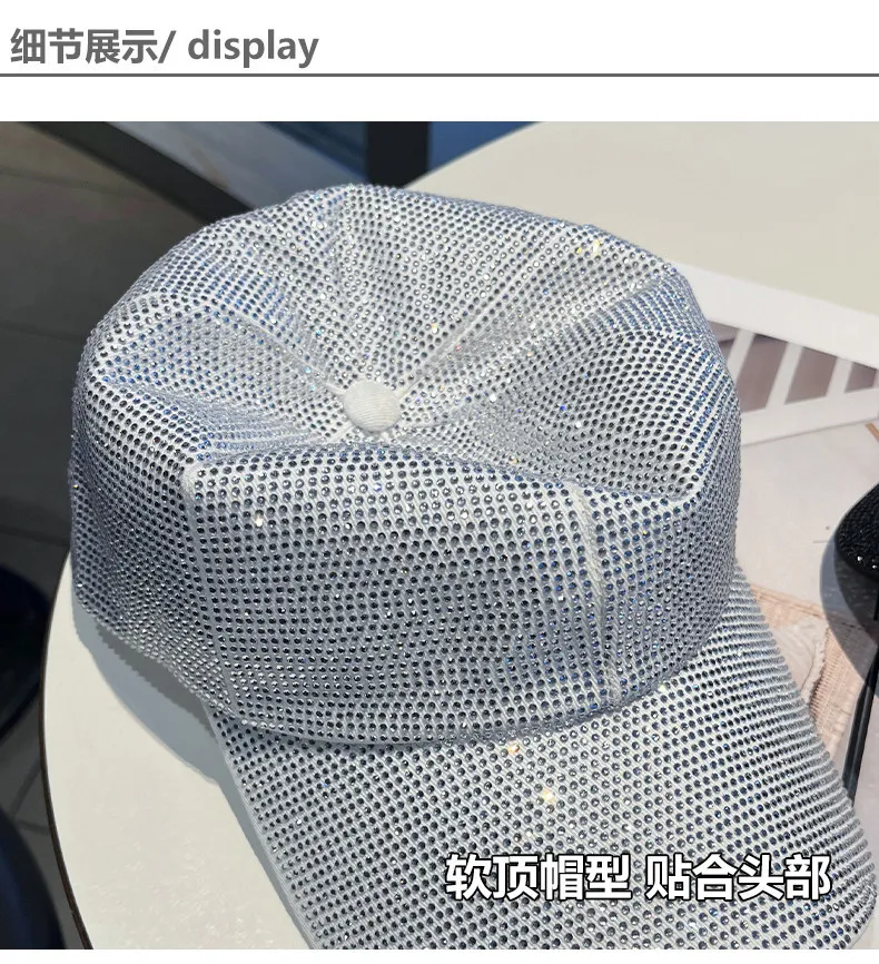 Full Diamond Luxury Rhinestones Baseball Caps for Women Men Cotton Bones Snapback Hip Hop Cap Gorras Casquette Sun Hats
