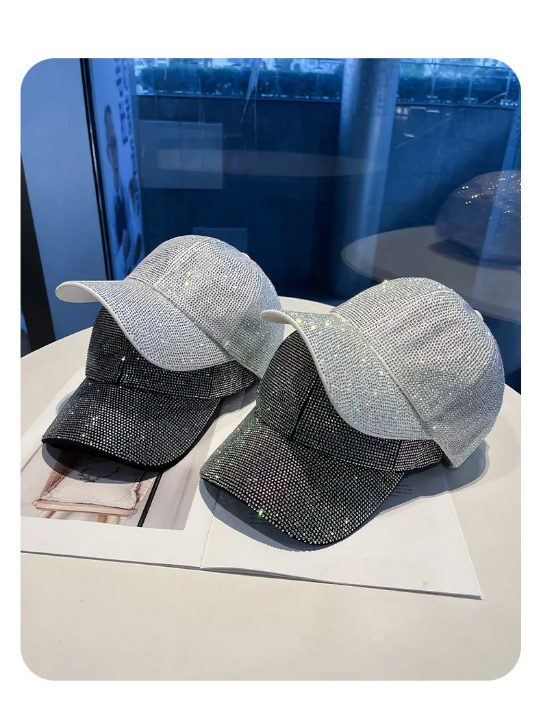 Full Diamond Luxury Rhinestones Baseball Caps for Women Men Cotton Bones Snapback Hip Hop Cap Gorras Casquette Sun Hats