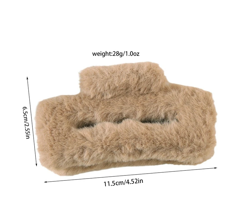 11.5cm Plush Square Hair Claw Clip Women's Korean Simple Versatile Grab Clip Fashion Shark Clip Girl Hair Accessories