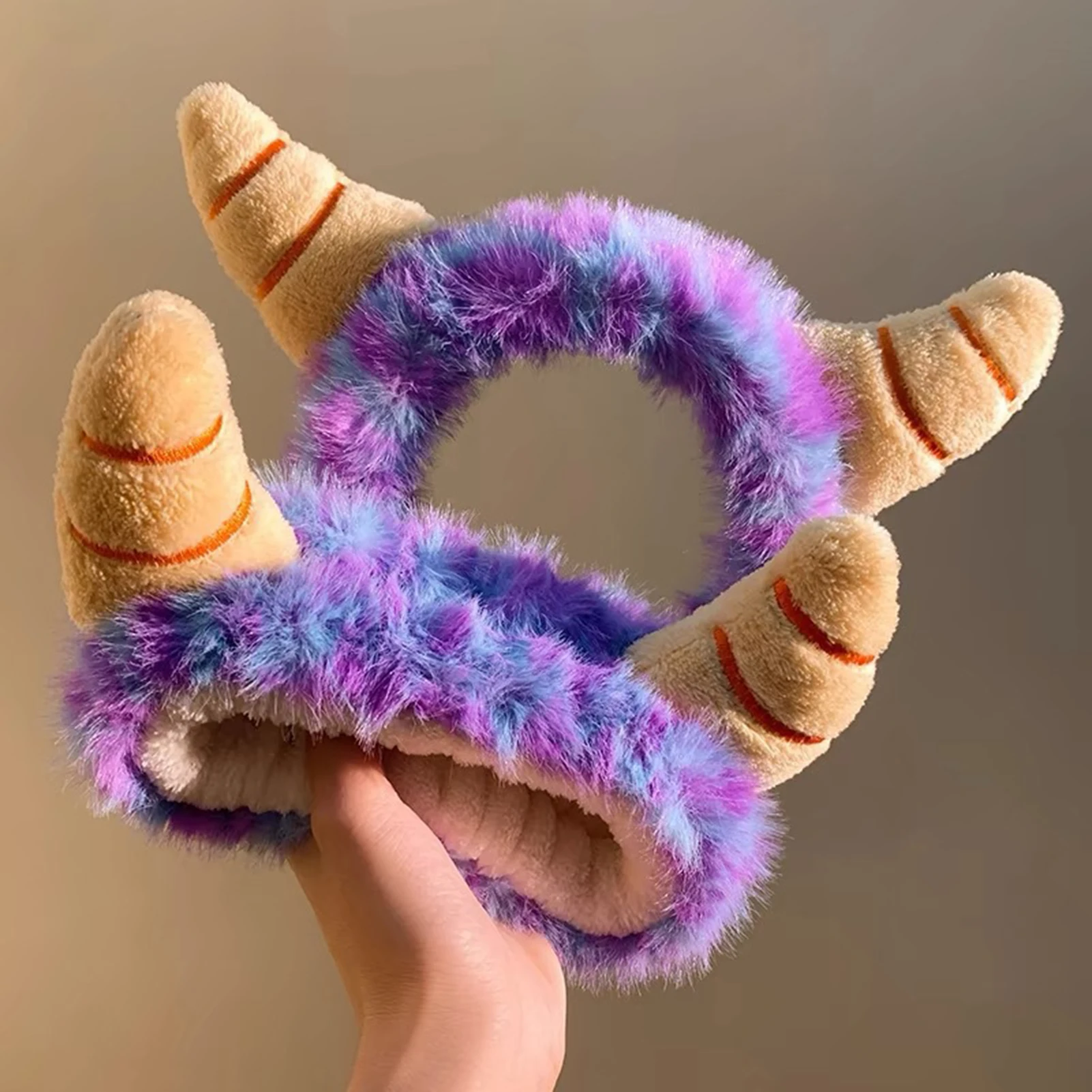 Purple Monster Plush Headband For Women Face Washing Hair Accessories Soft Hairband For Makeup Skin Care