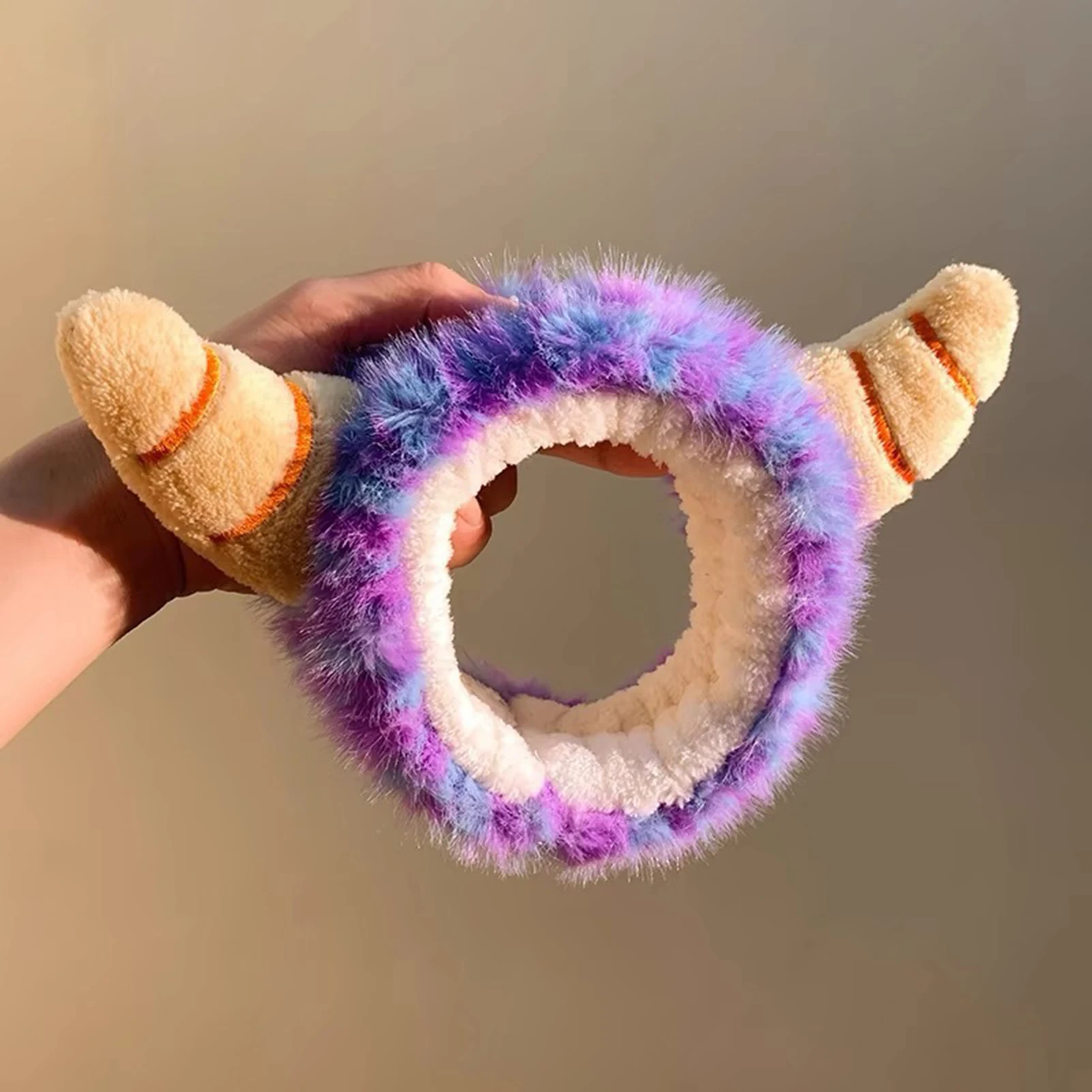 Purple Monster Plush Headband For Women Face Washing Hair Accessories Soft Hairband For Makeup Skin Care