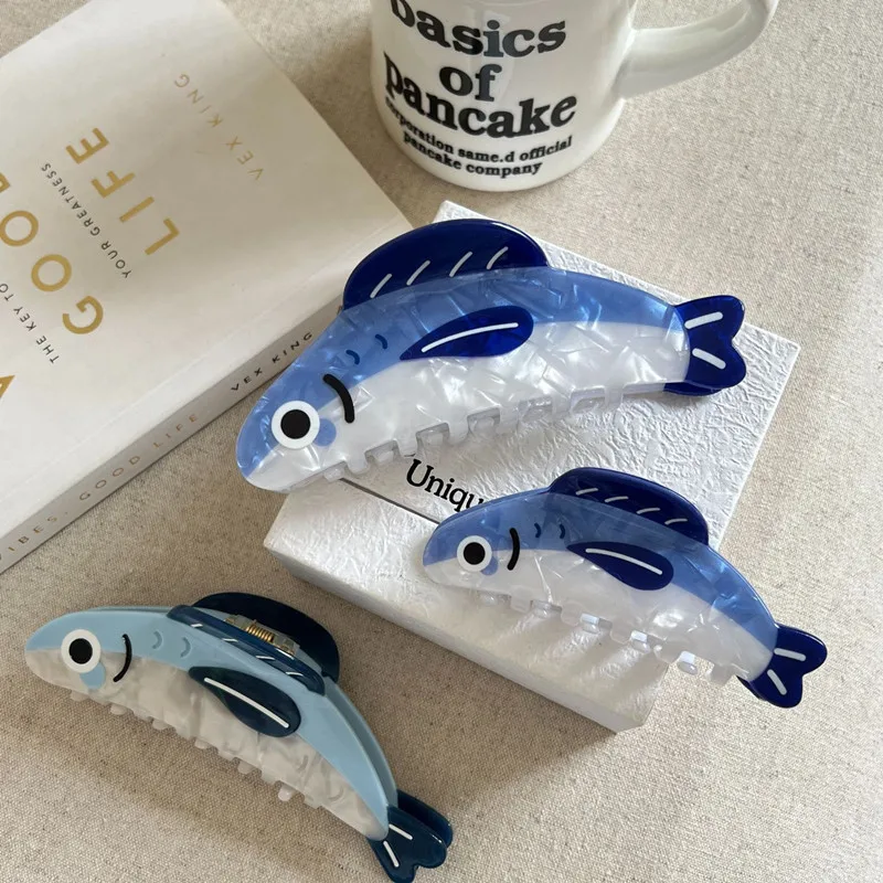 1Pcs Creative Ocean Sardine Hair Clip Cute Shark Texture Ponytail Holder Female Hair Ornament Clip