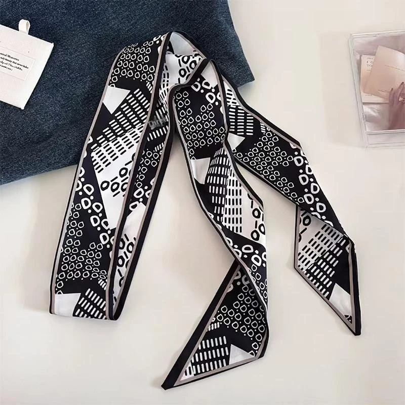 135cm Long Waist Belts New Retro Style Double-sided Printed Hairband Women Summer Thin Narrow Long Belt Neckerchief Decoration