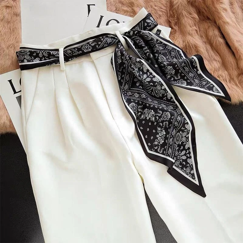 135cm Long Waist Belts New Retro Style Double-sided Printed Hairband Women Summer Thin Narrow Long Belt Neckerchief Decoration