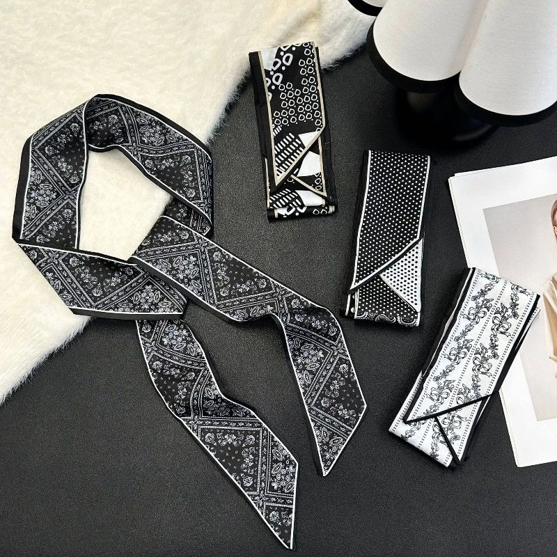 135cm Long Waist Belts New Retro Style Double-sided Printed Hairband Women Summer Thin Narrow Long Belt Neckerchief Decoration