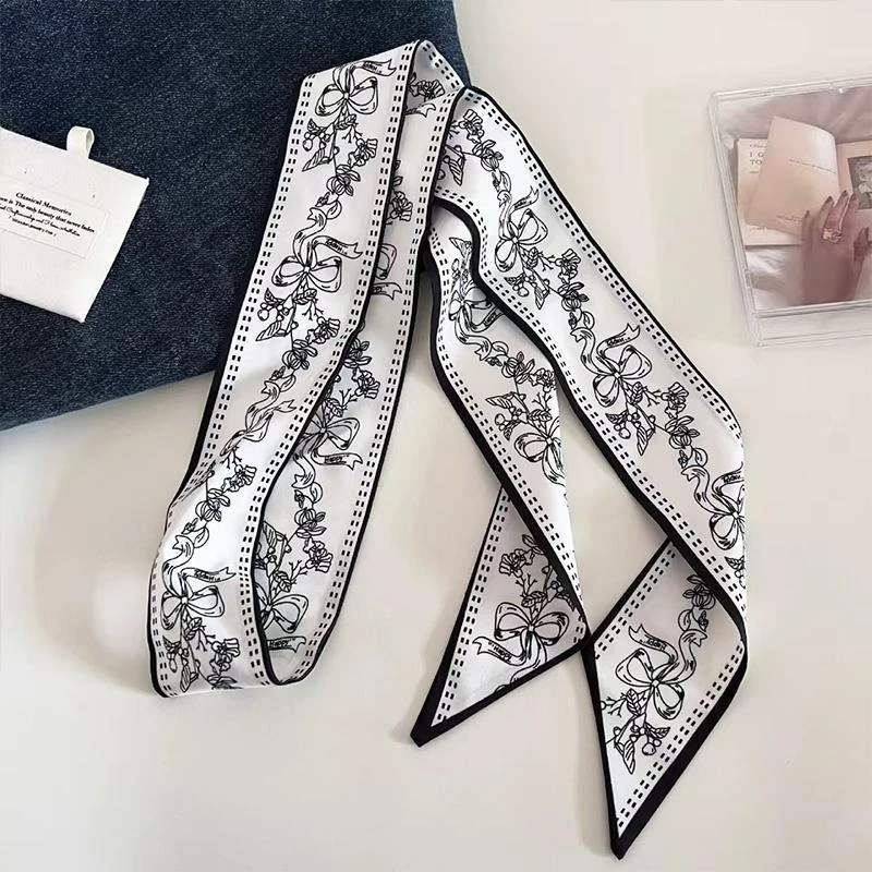 135cm Long Waist Belts New Retro Style Double-sided Printed Hairband Women Summer Thin Narrow Long Belt Neckerchief Decoration