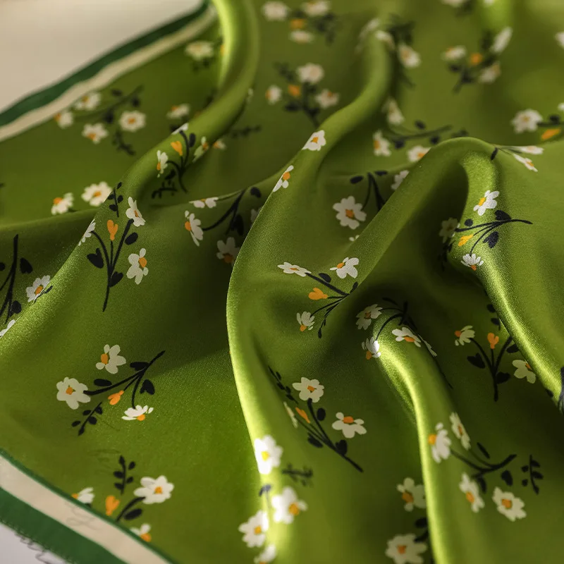 100% Silk Scarf Luxury Hijab Hair Band Square Female Shawls Headscarf Ribbon Foulards Femme Hair Scarf Neckerchief