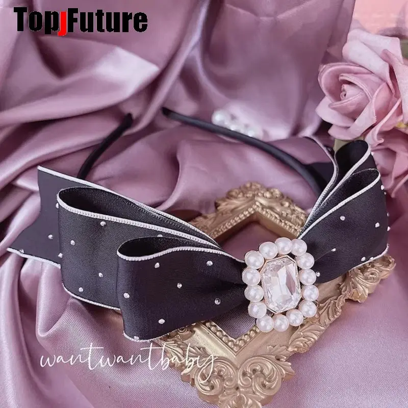 Jirai Kei Subculture Y2K GIRL Women's Harajuku Punk Goth Lolita Sweet Cool Pearl Wave Point Hair Hoop Headband Hair Band
