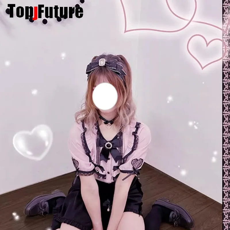 Jirai Kei Subculture Y2K GIRL Women's Harajuku Punk Goth Lolita Sweet Cool Pearl Wave Point Hair Hoop Headband Hair Band