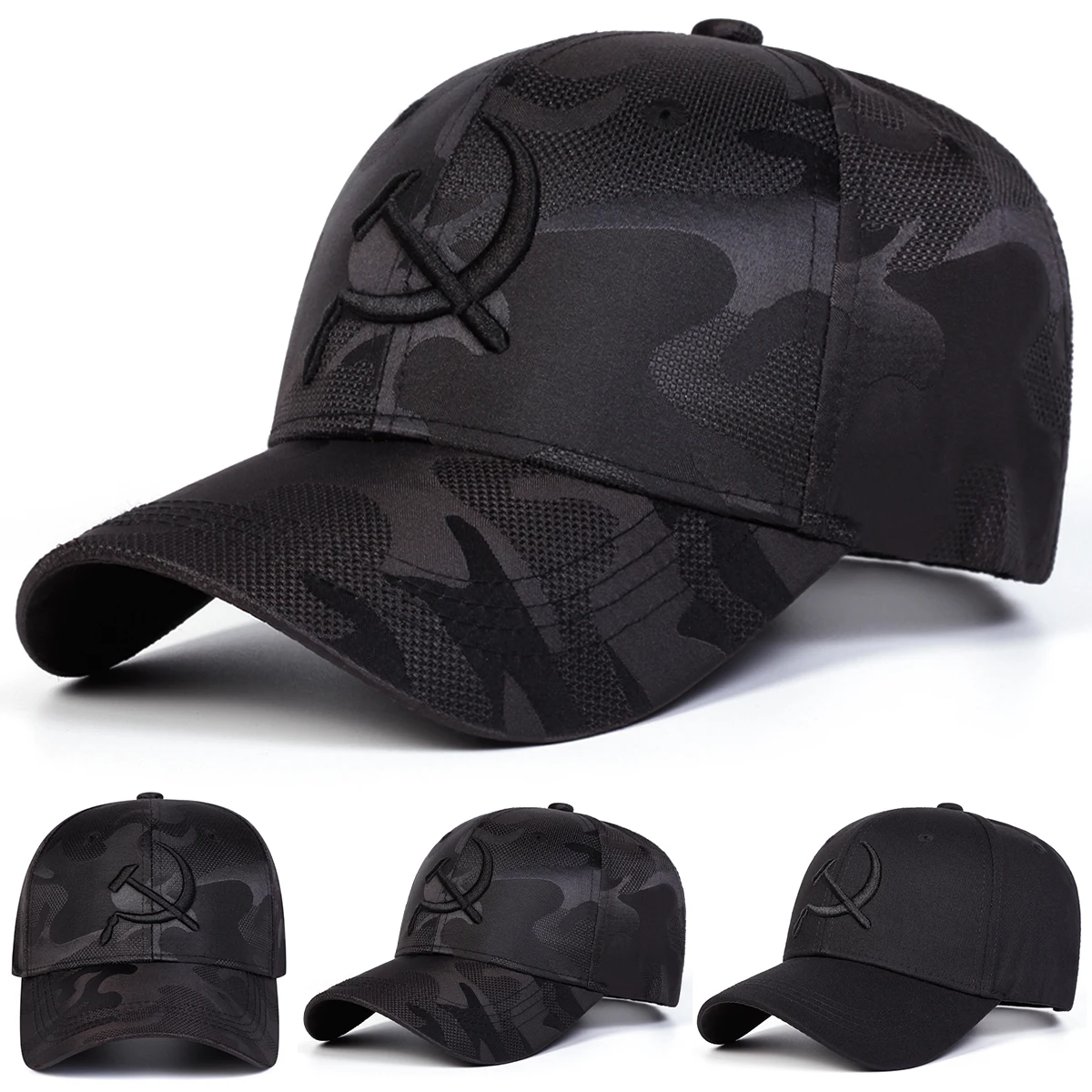 Unisex Hammer and Sickle Embroidery Baseball Caps Spring Autumn Outdoor Adjustable Casual Hats Sunscreen Hat Sports Cap