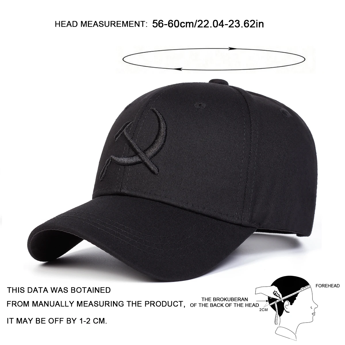 Unisex Hammer and Sickle Embroidery Baseball Caps Spring Autumn Outdoor Adjustable Casual Hats Sunscreen Hat Sports Cap