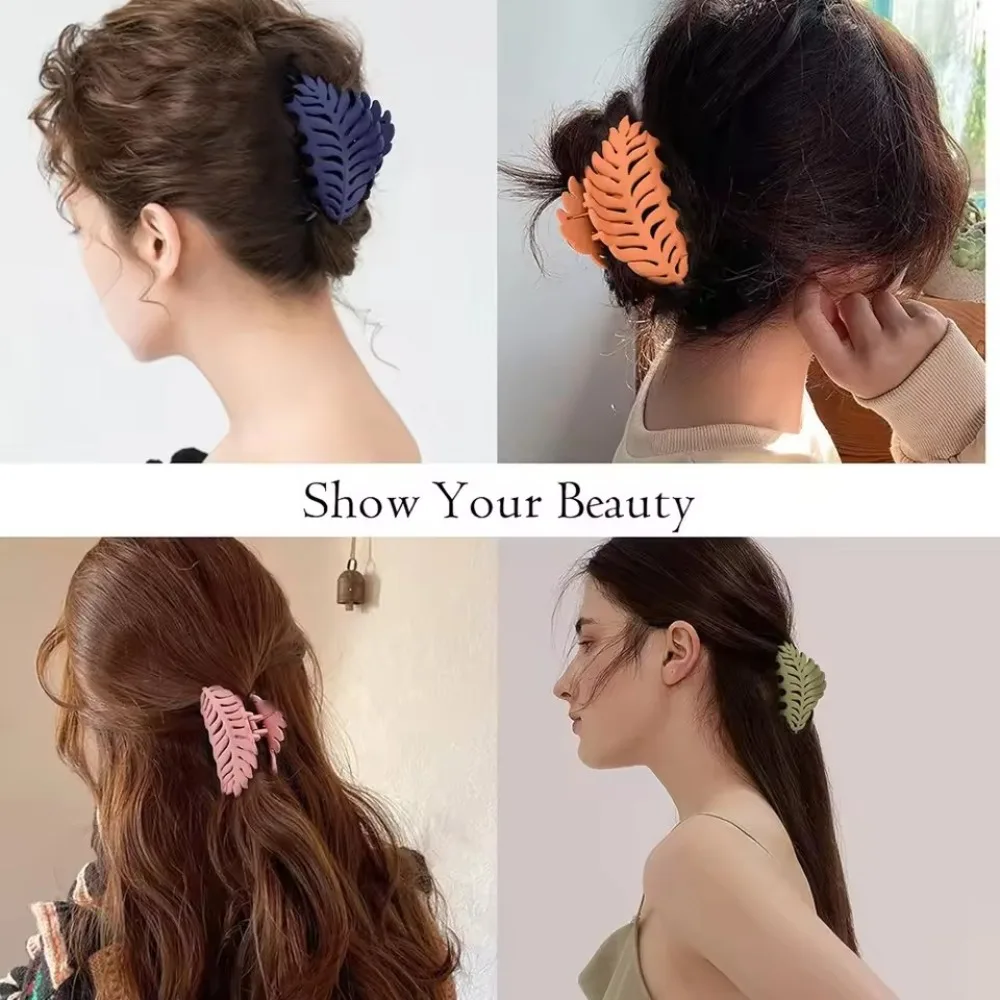 New Korean Matte Solid Color Leaf Claw Clip Crab Hair Claws Ponytail Hairpin for Women Girls Daily use Hair Accessories