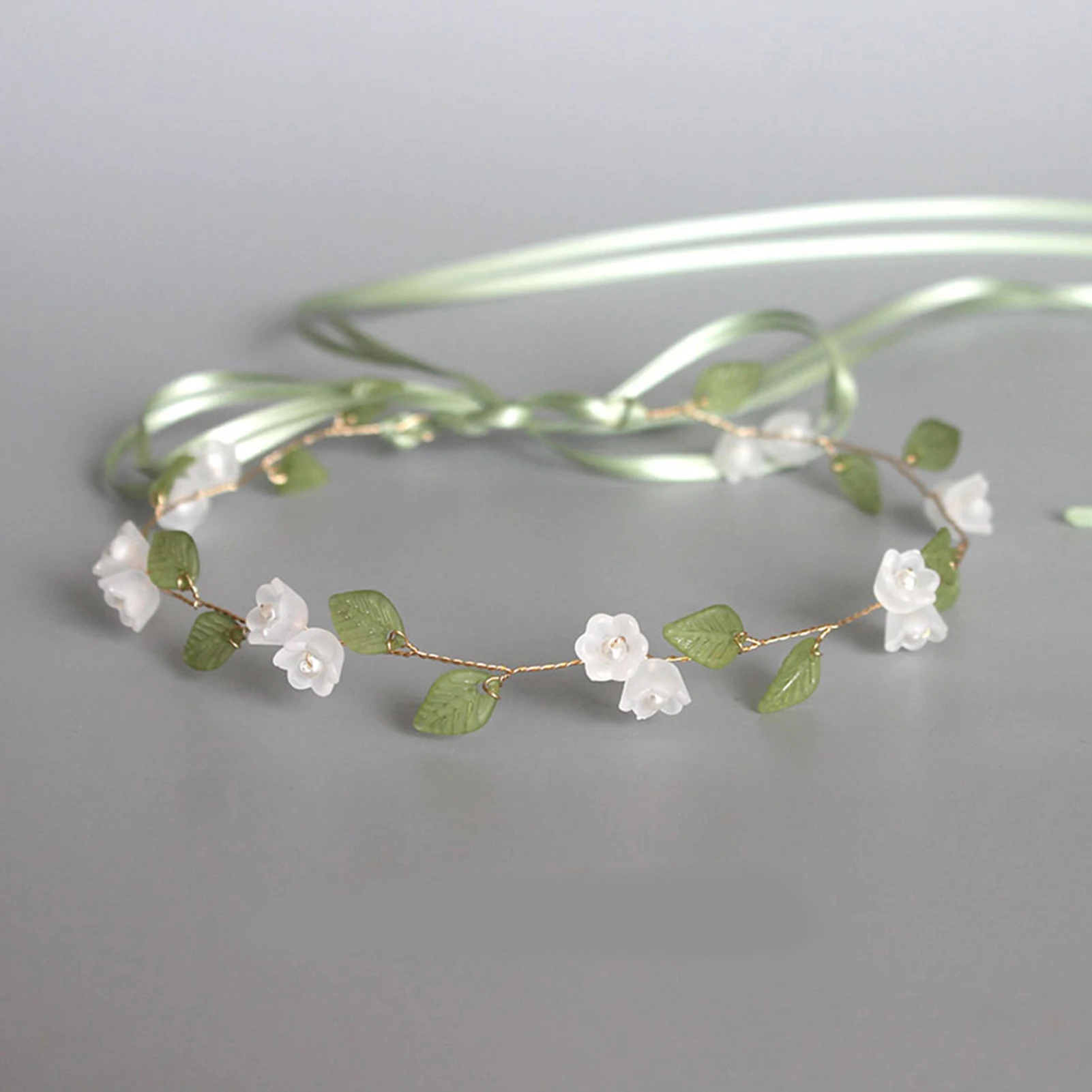 Fresh Flower Leaf Hairbands For Women Fashion Pearl Headband Bridal Wedding Hair Accessories Birthday Party Banquet Hair Hoop