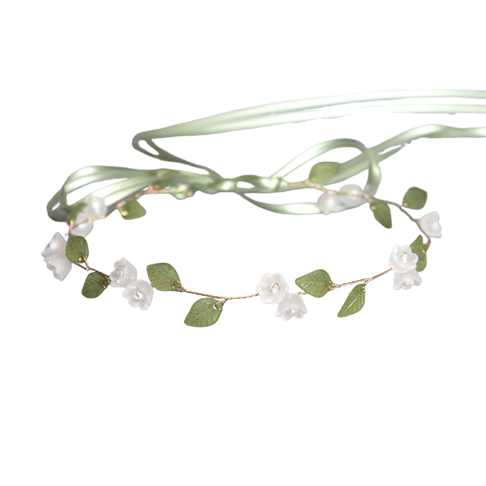 Fresh Flower Leaf Hairbands For Women Fashion Pearl Headband Bridal Wedding Hair Accessories Birthday Party Banquet Hair Hoop