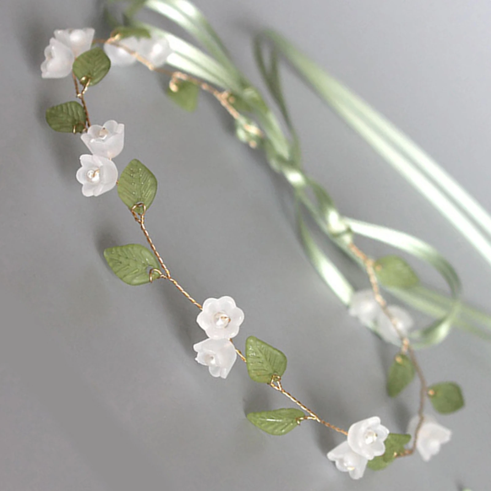 Fresh Flower Leaf Hairbands For Women Fashion Pearl Headband Bridal Wedding Hair Accessories Birthday Party Banquet Hair Hoop