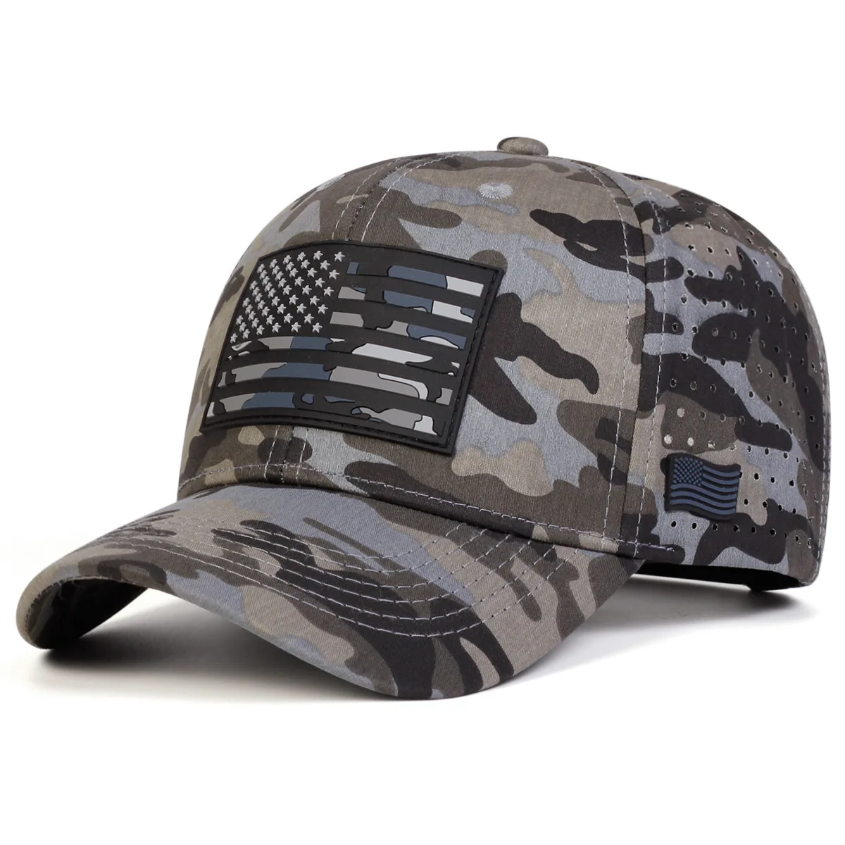 Fashion Patch American Flag Breathable Mesh Baseball Cap Suitable for Men for Outdoor Sports and Sun Protection