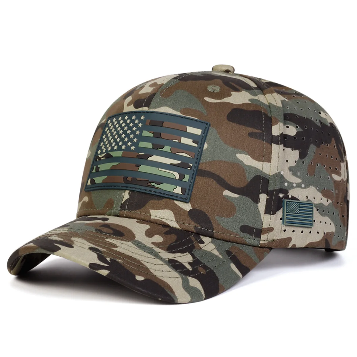 Fashion Patch American Flag Breathable Mesh Baseball Cap Suitable for Men for Outdoor Sports and Sun Protection