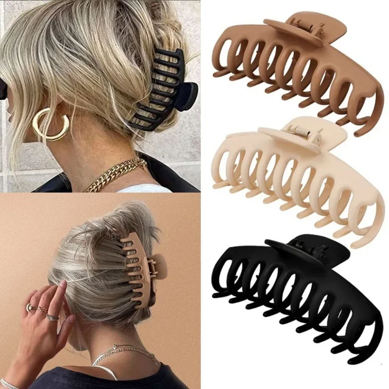 1/2/3/4/6 Pcs Large Geometric Hair Claws Women Cross Matte Hairpin Fashion French Elegant Hairgrips Clips Girl Accessories Set