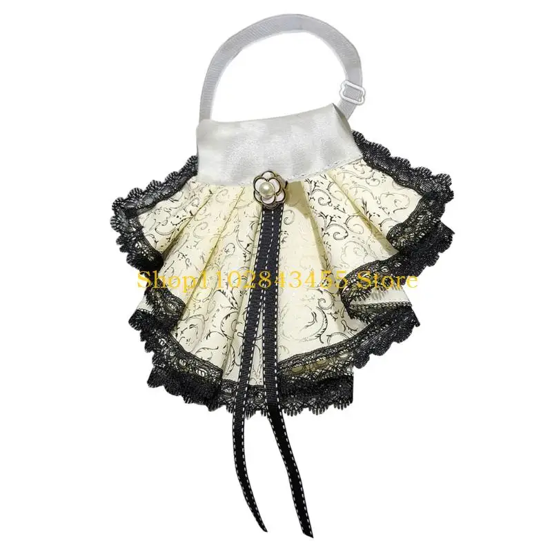 49MC Victorian Detachable Collar For Women Daily Outfit Formal Event with Ribbon Tie Decorative Collar for Costume Enhancer