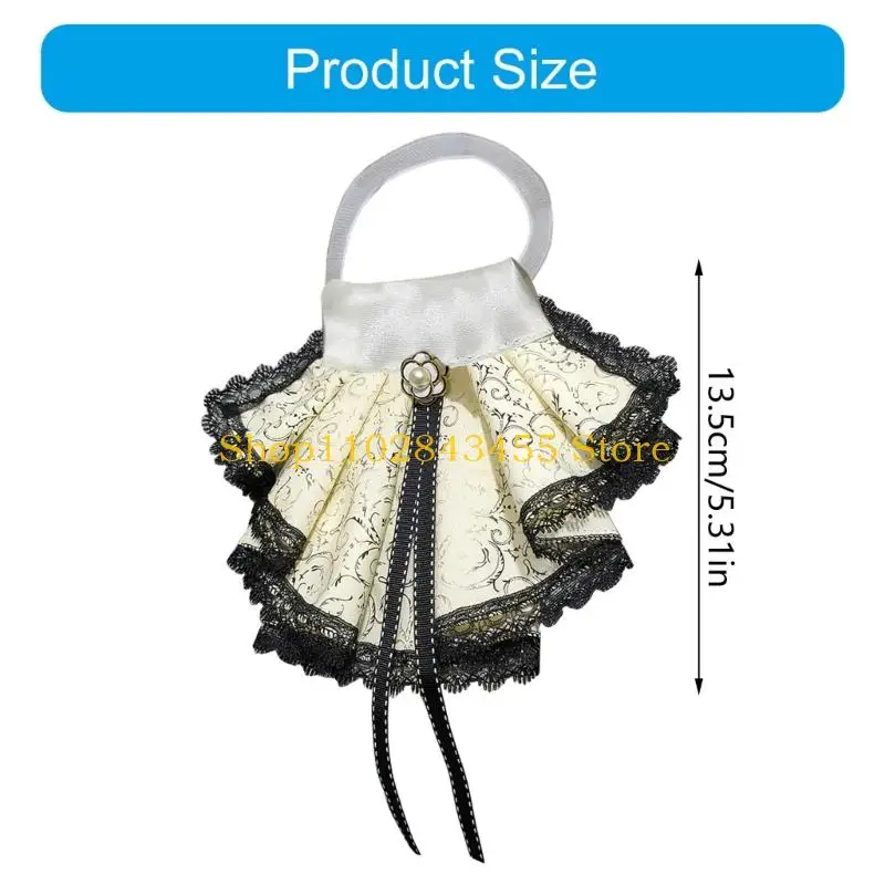 49MC Victorian Detachable Collar For Women Daily Outfit Formal Event with Ribbon Tie Decorative Collar for Costume Enhancer