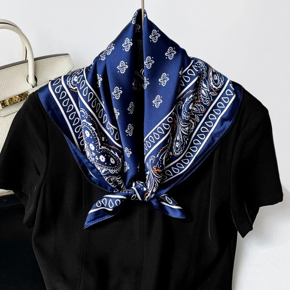 2026 New Paisley Print Silk Scarf for Women Square Hijab Soft Neck Tie Female Fashion Decoration Silk Headscarf 70*70cm Kerchief