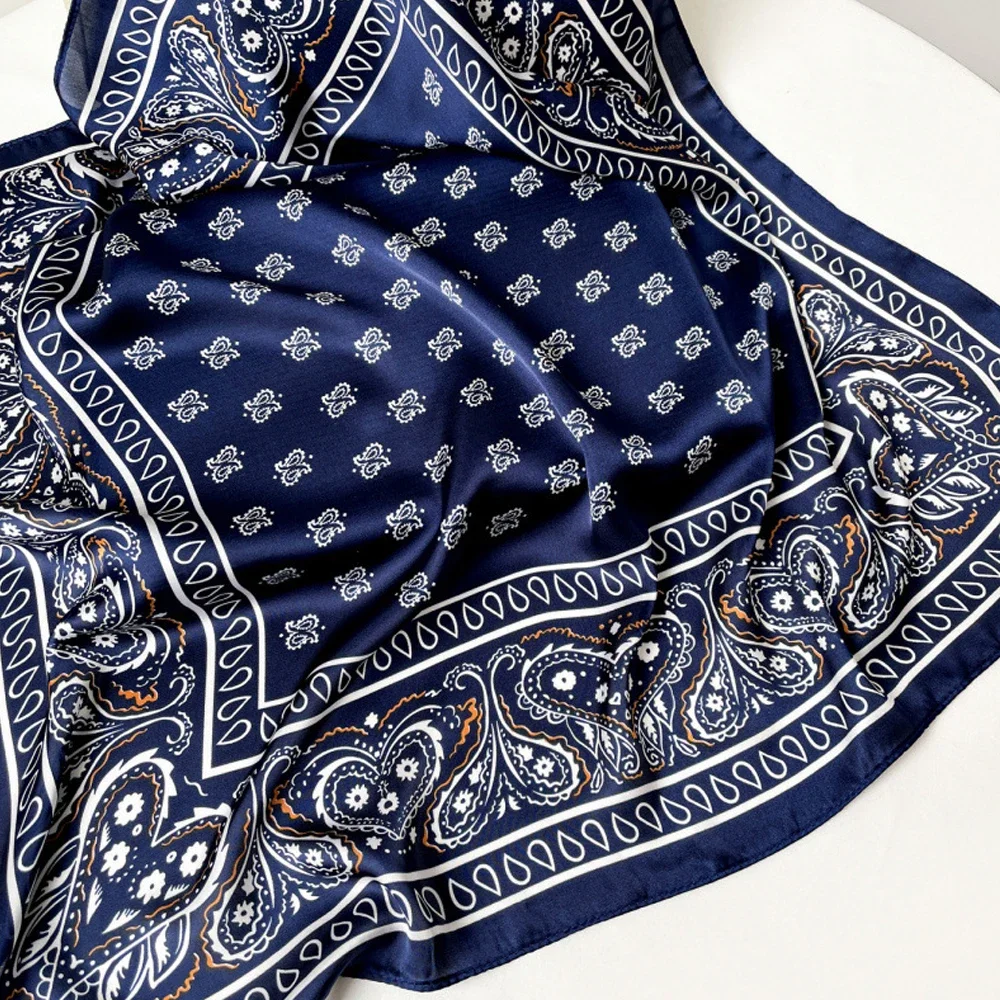 2026 New Paisley Print Silk Scarf for Women Square Hijab Soft Neck Tie Female Fashion Decoration Silk Headscarf 70*70cm Kerchief