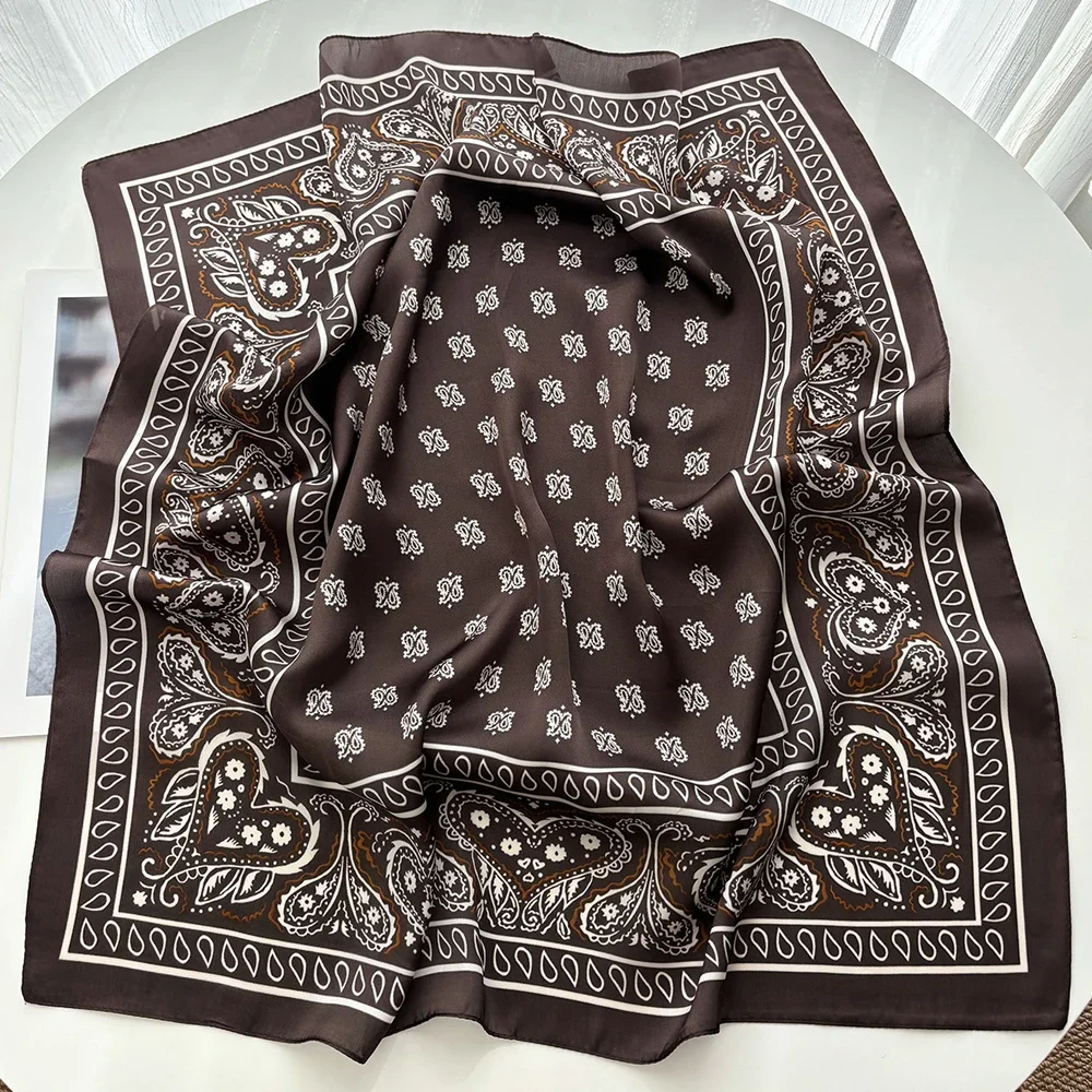2026 New Paisley Print Silk Scarf for Women Square Hijab Soft Neck Tie Female Fashion Decoration Silk Headscarf 70*70cm Kerchief