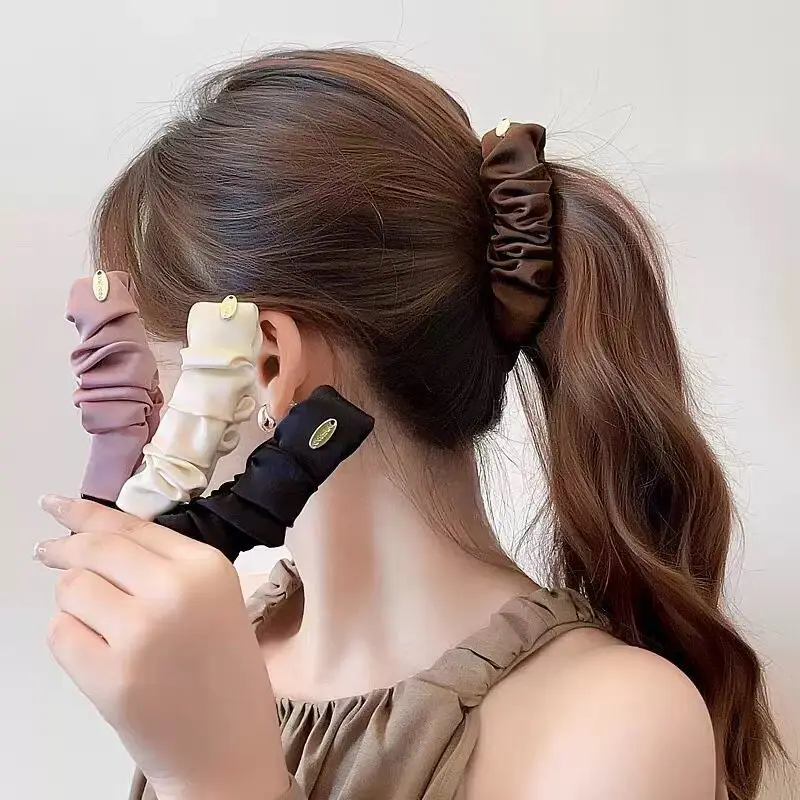 Elegant Solid Fold Fabric Banana Hairpin For Women Girls High Ponytail Holder Hair Clip Barrette Fashion Hair Accessories