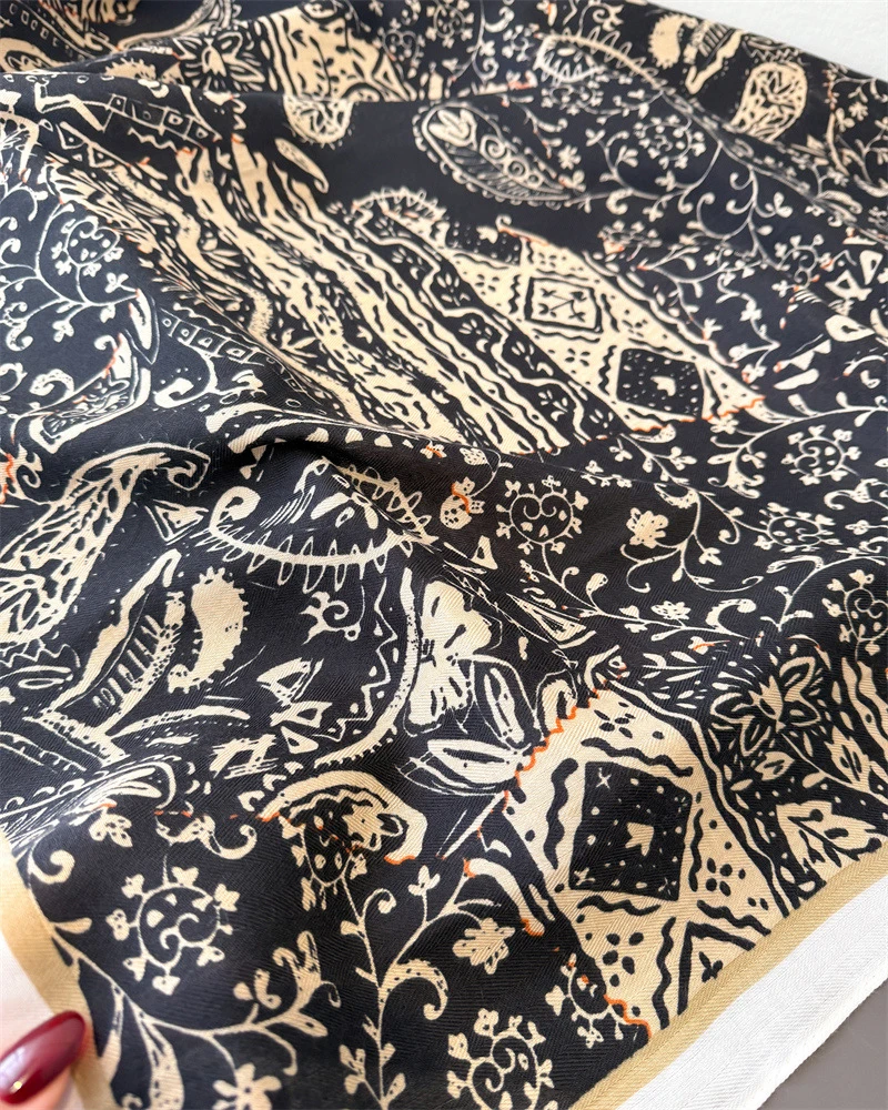 90*90Cm Square Scarf Cotton Linen Feeling Women Headband Shawl Wraps Luxury Hair Band Print Neck Scarves Muslim Hijab Bandana