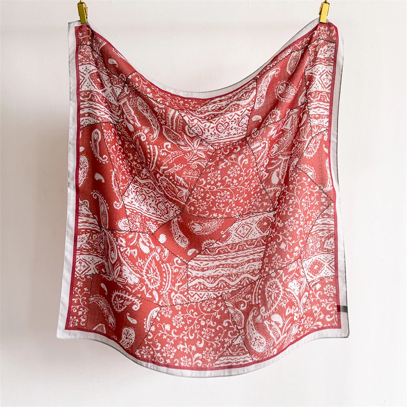 90*90Cm Square Scarf Cotton Linen Feeling Women Headband Shawl Wraps Luxury Hair Band Print Neck Scarves Muslim Hijab Bandana