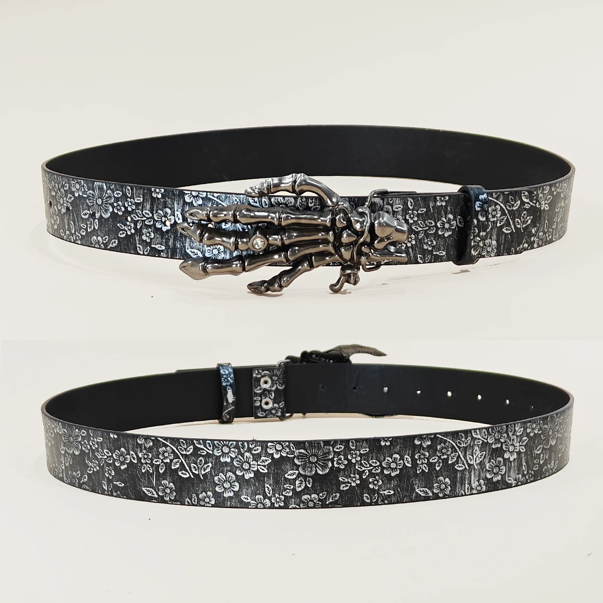 Luxury Designer Gothic Punk Belt for Men And Women Cross Buckle plus Size Silver Flora Black Waistband for Jeans Skirt Dress
