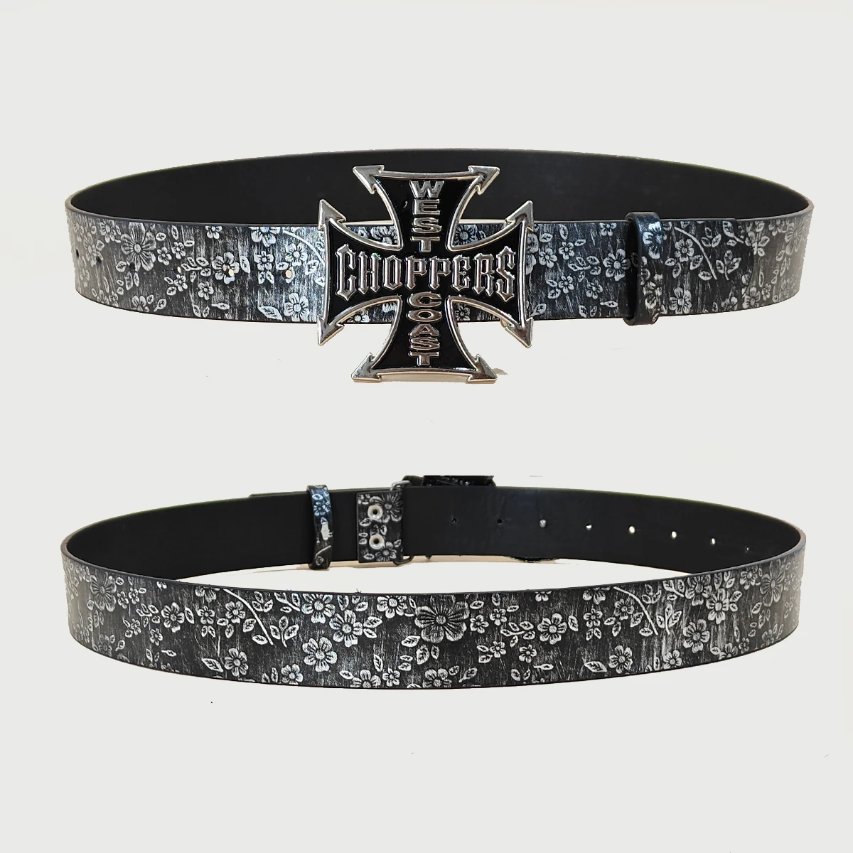 Luxury Designer Gothic Punk Belt for Men And Women Cross Buckle plus Size Silver Flora Black Waistband for Jeans Skirt Dress