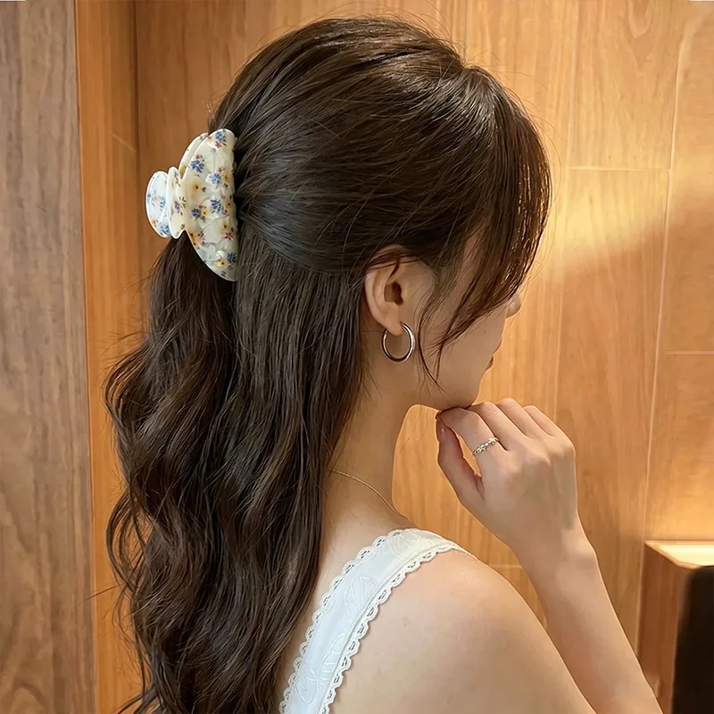 Korean High Quality Acetate Floral Patterns Hair Claw For Women Girls Sweet Hair Ornament Claw Clip Hair Clip Hair Accessories