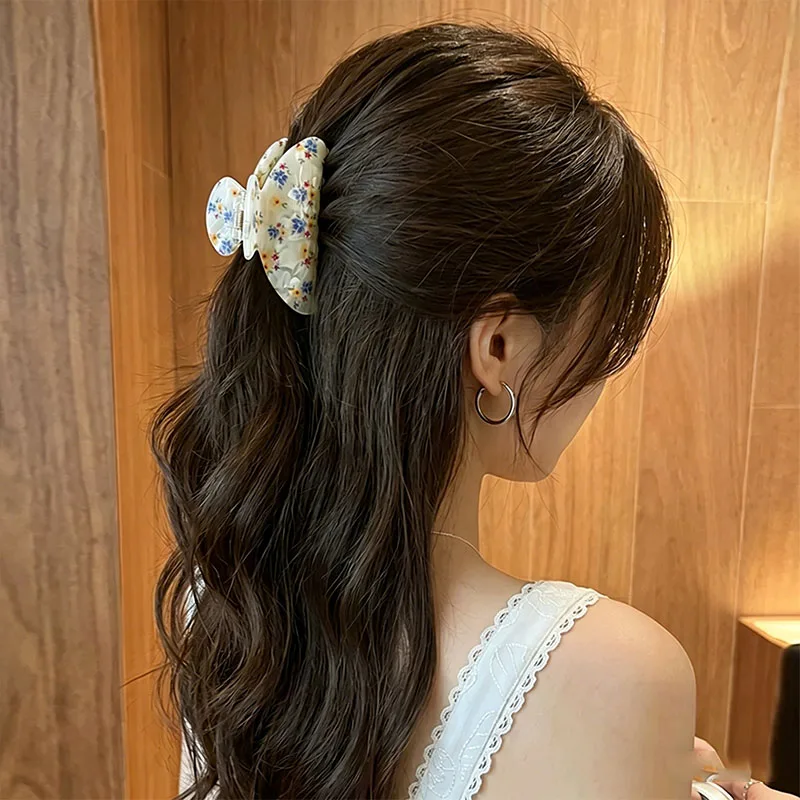 Korean High Quality Acetate Floral Patterns Hair Claw For Women Girls Sweet Hair Ornament Claw Clip Hair Clip Hair Accessories