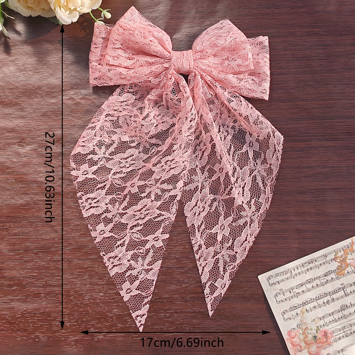 3pcs large fairy butterfly bow duckbill hair clips, featuring long flowing design, delicate lace ribbon and hollow carving. S