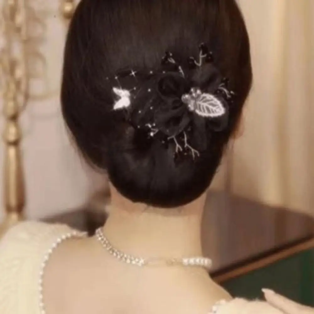 Elegant Flower Diamond Lazy Artifact Magic Hair Clip Mesh Hair Twist Bun Maker Lazy Hair Tie Hair Accessories