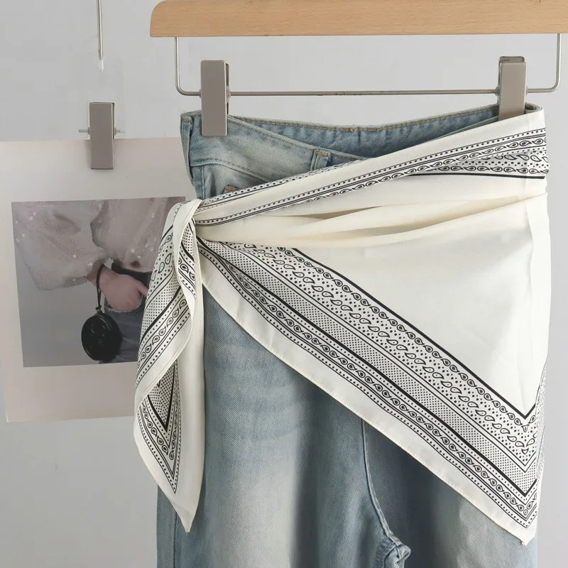 Stacked Wear twill Triangle Scarf Waist Tie Triangular Shape Versatile Decorative Headscarf Neck Tie Stylish Layering