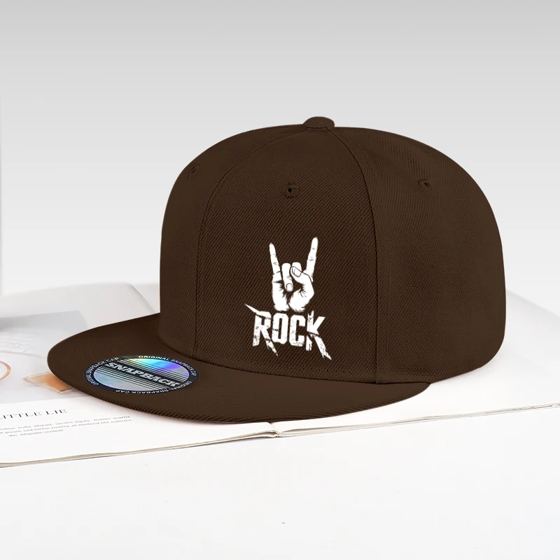 Cool Rock Hand Printed Black Snapback Adjustable Casual Hip Hop Outdoor Unisex Hard Brim Baseball Cap For Men