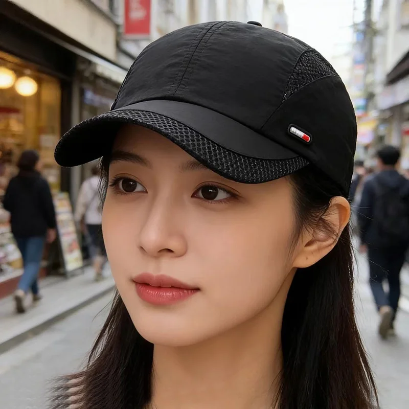 Summer Outdoor Sports Quick-Dry Mesh Baseball Cap, Unisex Duckbill Hat, Simple Solid Color Running Cap