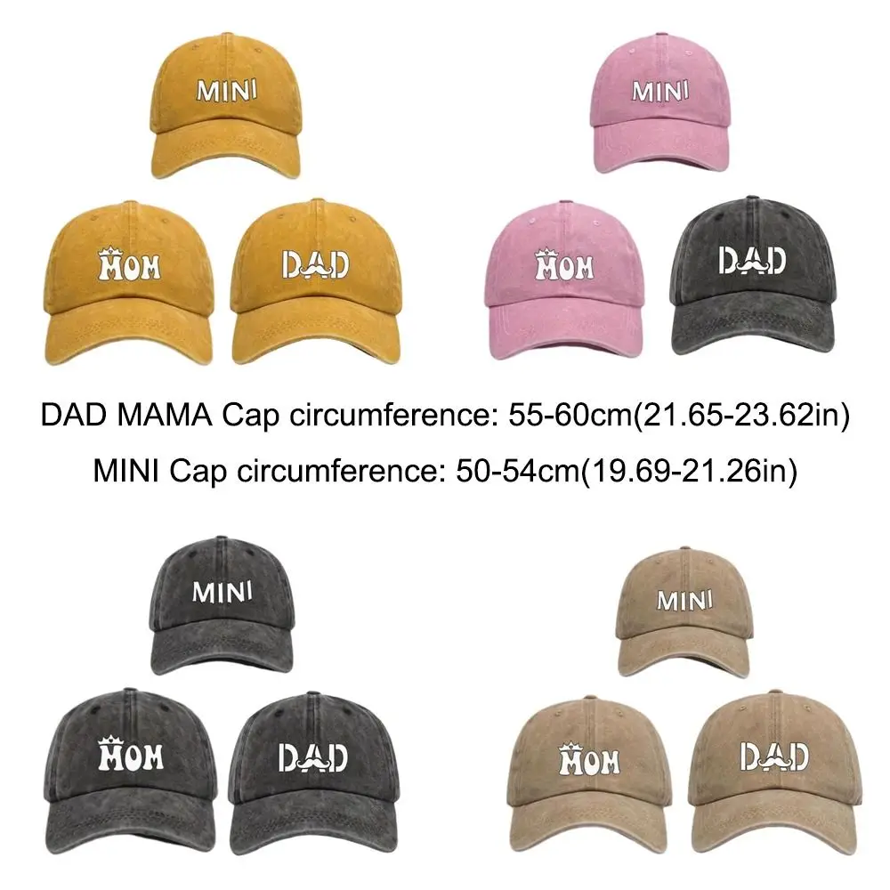 DAD MOM MINI Printed dad mama mini Love Caps Washed Cotton Adjustable Parent-Unisex Baseball Hats Embroidery Baseball Cap