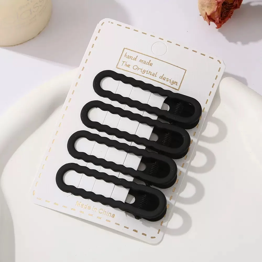 4Pcs Black Frosted Hair Clip Fashionable Trendy Hair Clips Hair Accessories Temperament Women Accessories Versatile Hair Clip