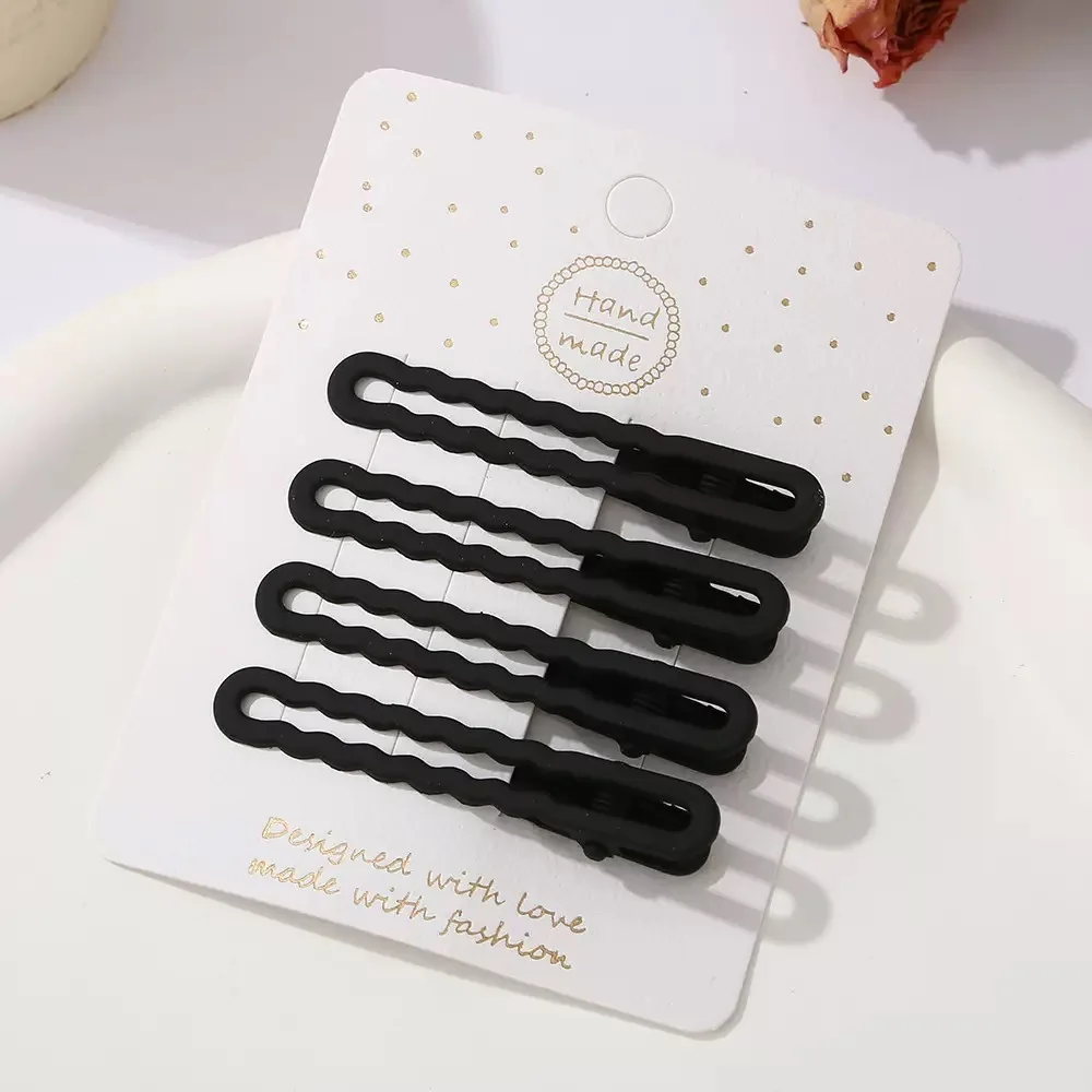 4Pcs Black Frosted Hair Clip Fashionable Trendy Hair Clips Hair Accessories Temperament Women Accessories Versatile Hair Clip
