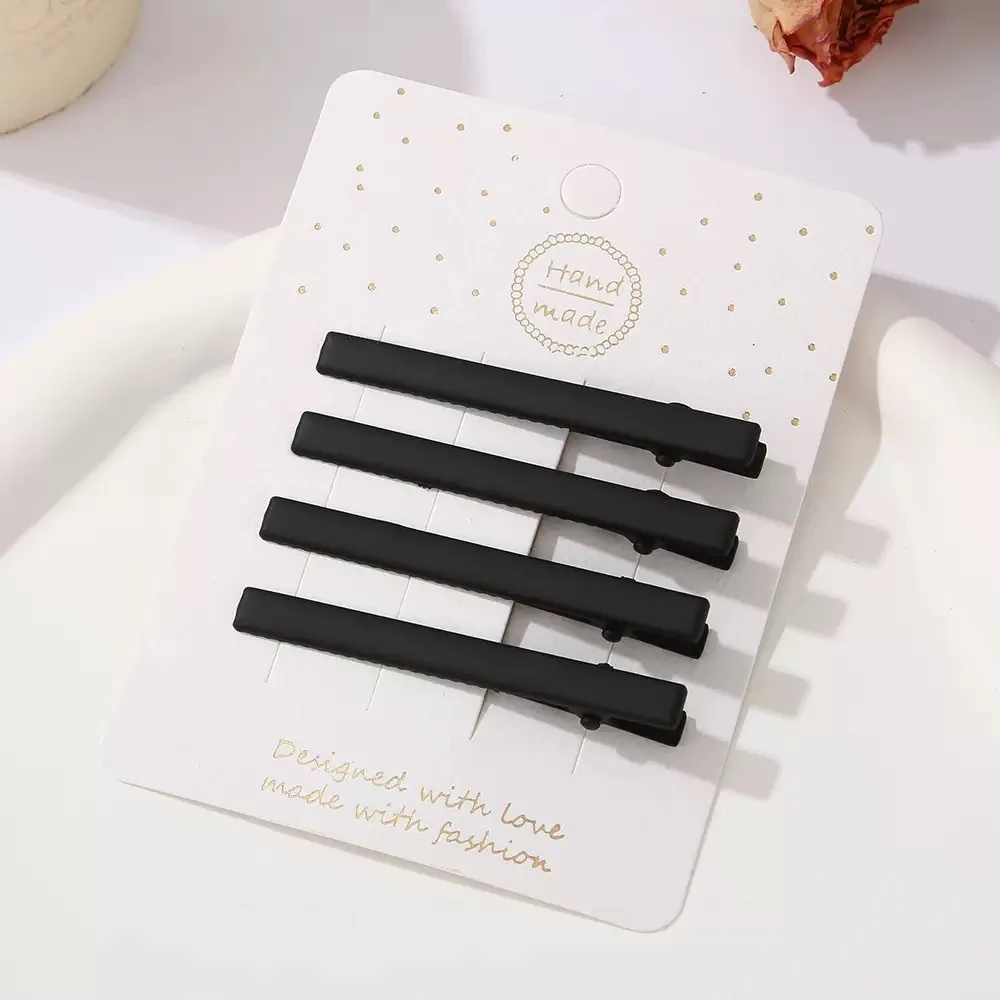 4Pcs Black Frosted Hair Clip Fashionable Trendy Hair Clips Hair Accessories Temperament Women Accessories Versatile Hair Clip