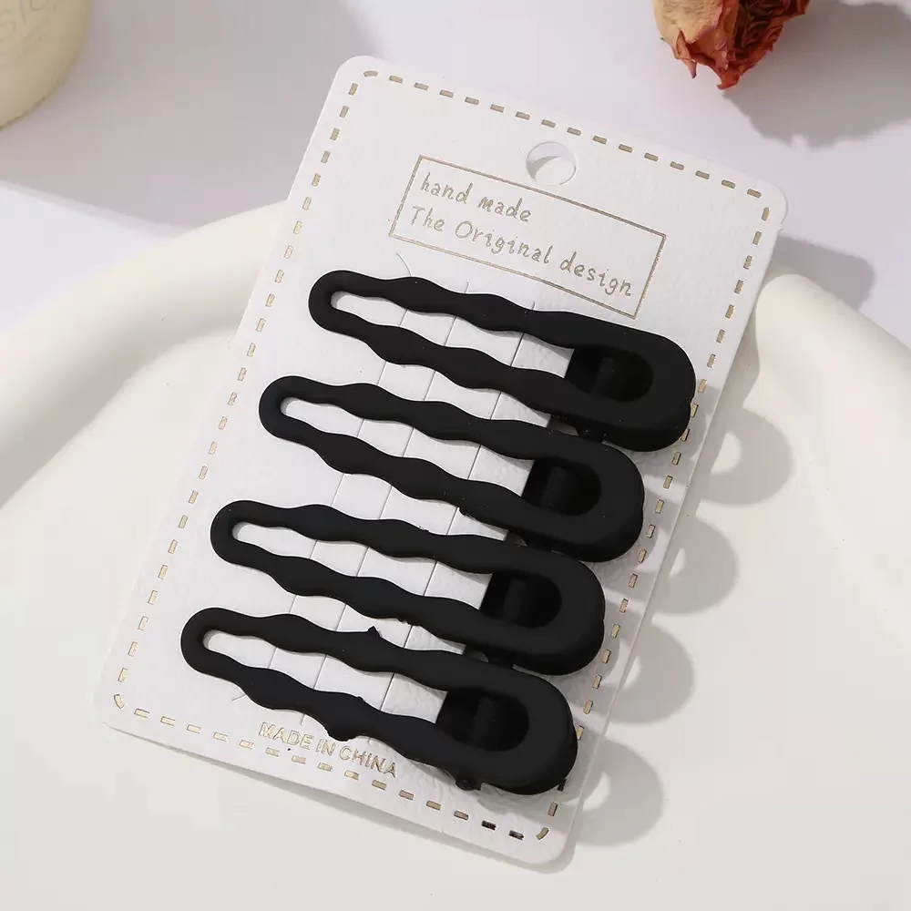 4Pcs Black Frosted Hair Clip Fashionable Trendy Hair Clips Hair Accessories Temperament Women Accessories Versatile Hair Clip